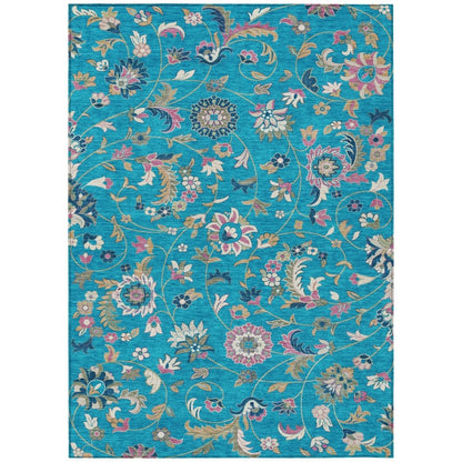 LOOMLAN Rugs Aveline Teal Washable Indoor-Outdoor Rug