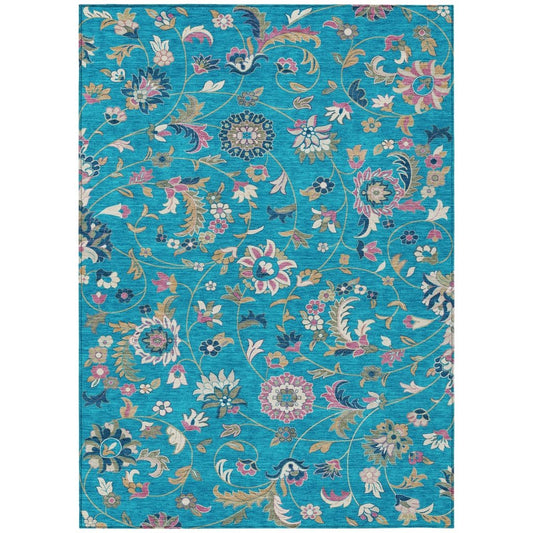 LOOMLAN Rugs Aveline Teal Washable Indoor-Outdoor Rug