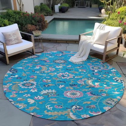 LOOMLAN Rugs Aveline Teal Washable Indoor-Outdoor Rug