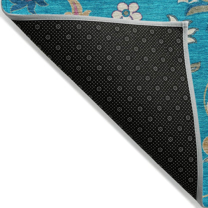 LOOMLAN Rugs Aveline Teal Washable Indoor-Outdoor Rug