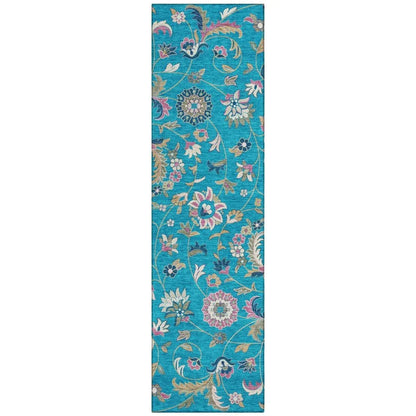 LOOMLAN Rugs Aveline Teal Washable Indoor-Outdoor Rug