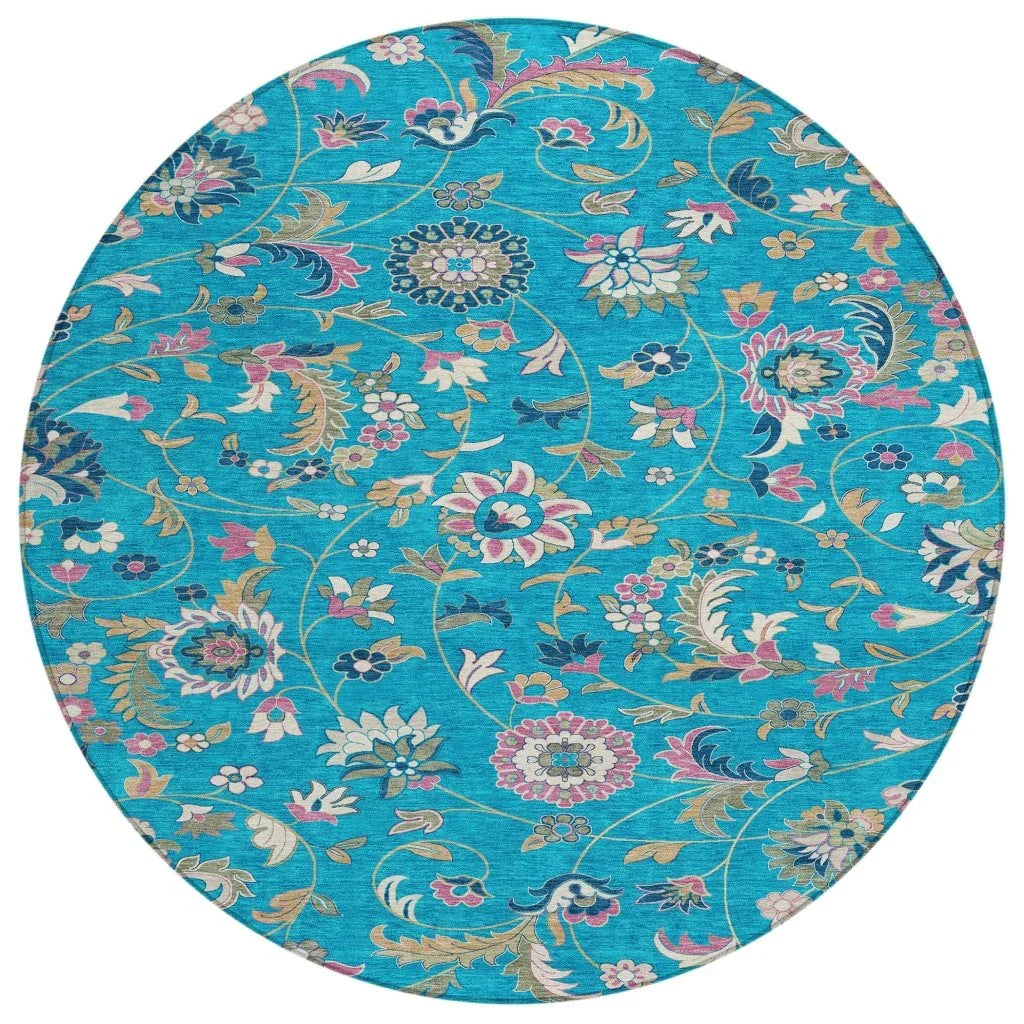 LOOMLAN Rugs Aveline Teal Washable Indoor-Outdoor Rug