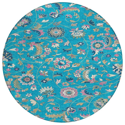 LOOMLAN Rugs Aveline Teal Washable Indoor-Outdoor Rug