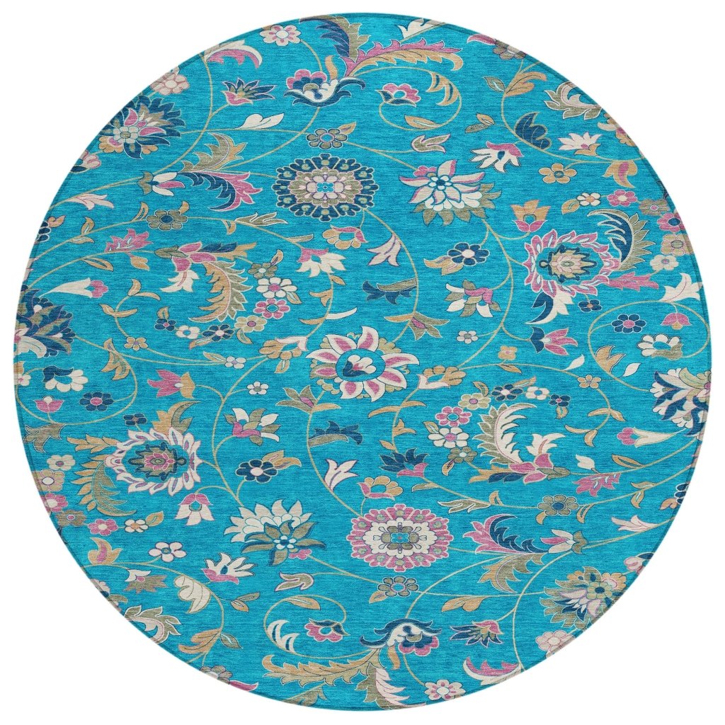 LOOMLAN Rugs Aveline Teal Washable Indoor-Outdoor Rug