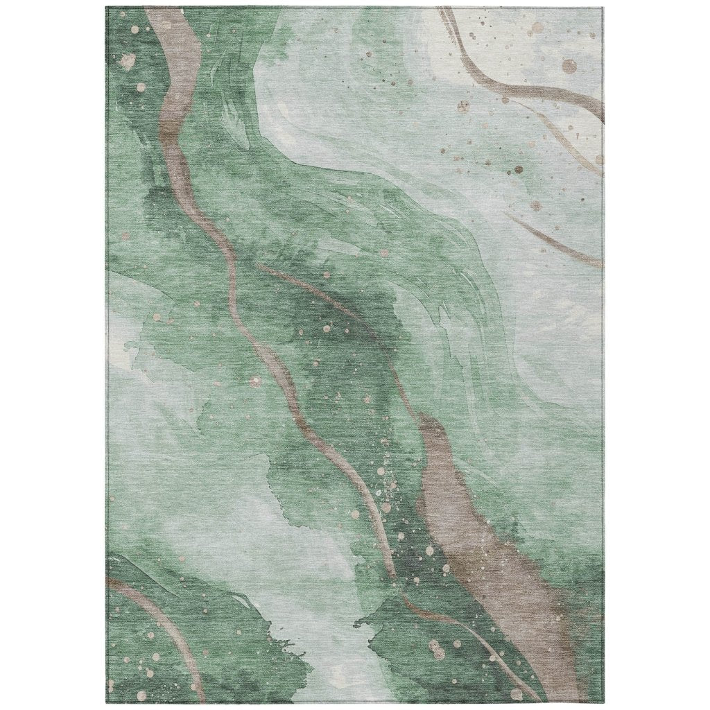 LOOMLAN Rugs Avelora Green Washable Indoor-Outdoor Rug