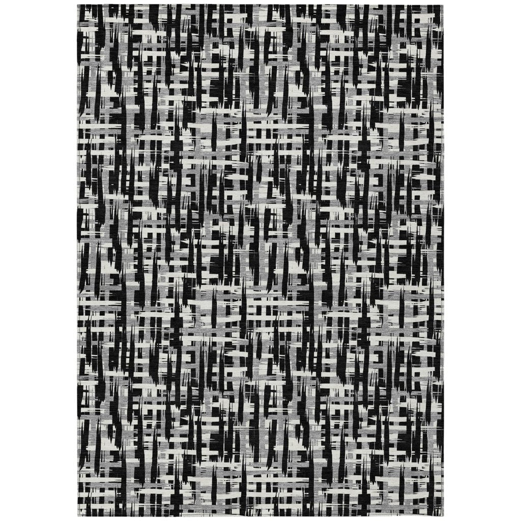 LOOMLAN Rugs Ayani Black Washable Indoor-Outdoor Rug