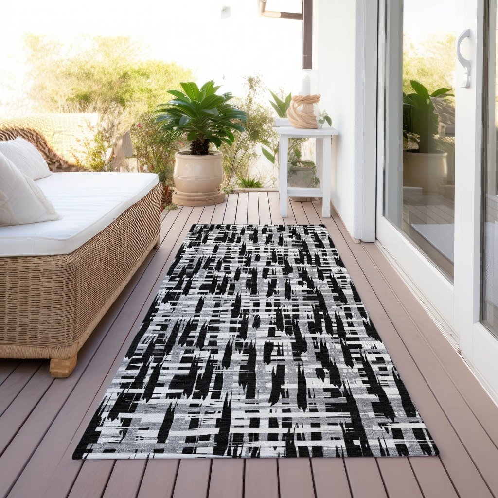 LOOMLAN Rugs Ayani Black Washable Indoor-Outdoor Rug