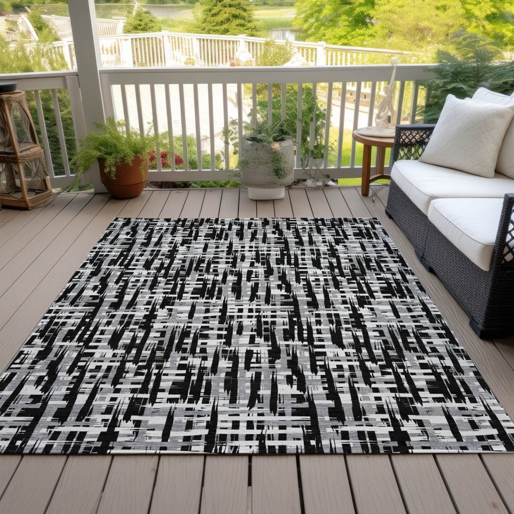 LOOMLAN Rugs Ayani Black Washable Indoor-Outdoor Rug