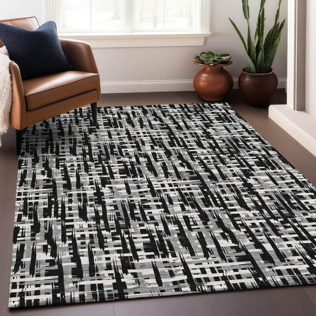 LOOMLAN Rugs Ayani Black Washable Indoor-Outdoor Rug