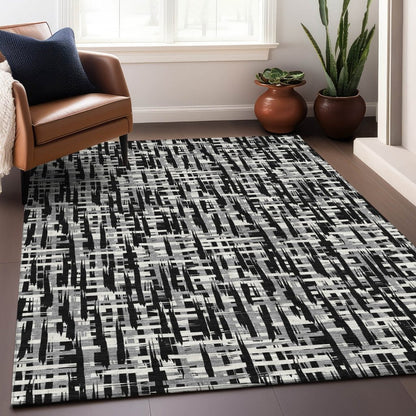 LOOMLAN Rugs Ayani Black Washable Indoor-Outdoor Rug