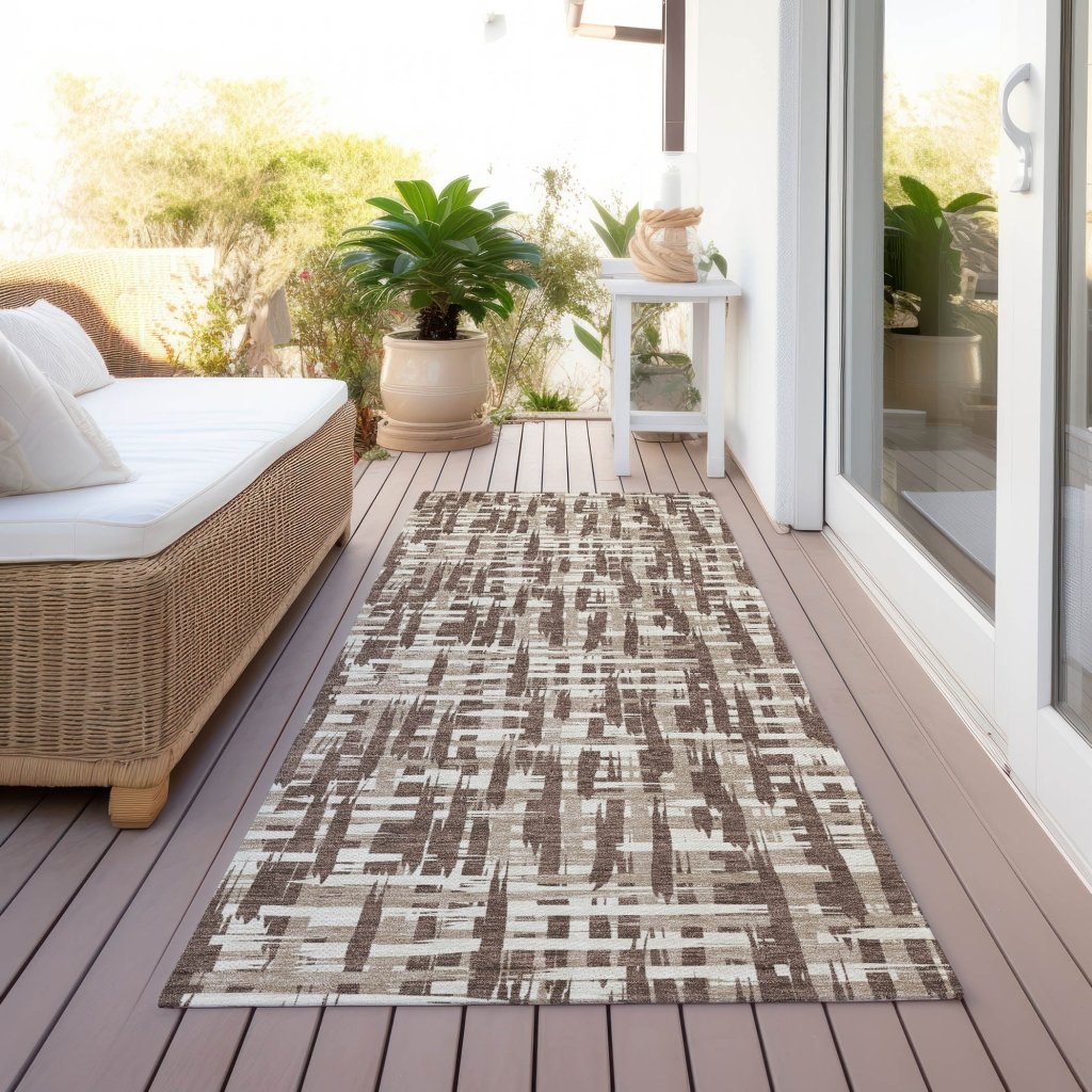 LOOMLAN Rugs Ayani Brown Washable Indoor-Outdoor Rug
