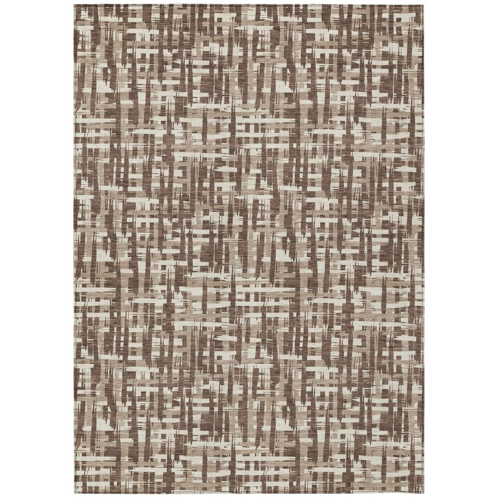 LOOMLAN Rugs Ayani Brown Washable Indoor-Outdoor Rug