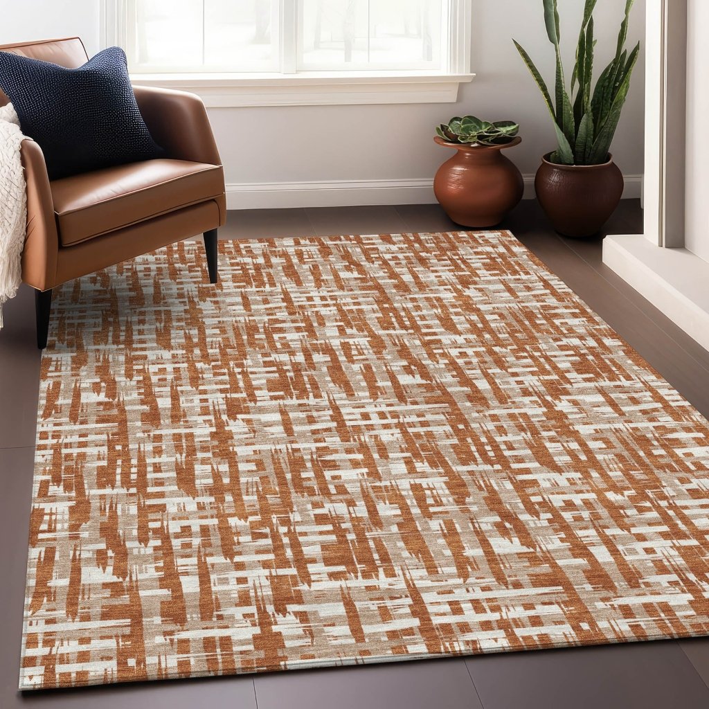 LOOMLAN Rugs Ayani Orange Washable Indoor-Outdoor Rug