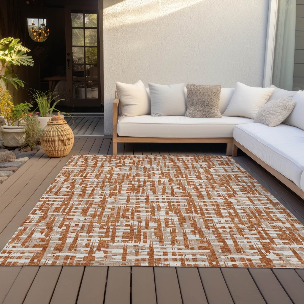 LOOMLAN Rugs Ayani Orange Washable Indoor-Outdoor Rug