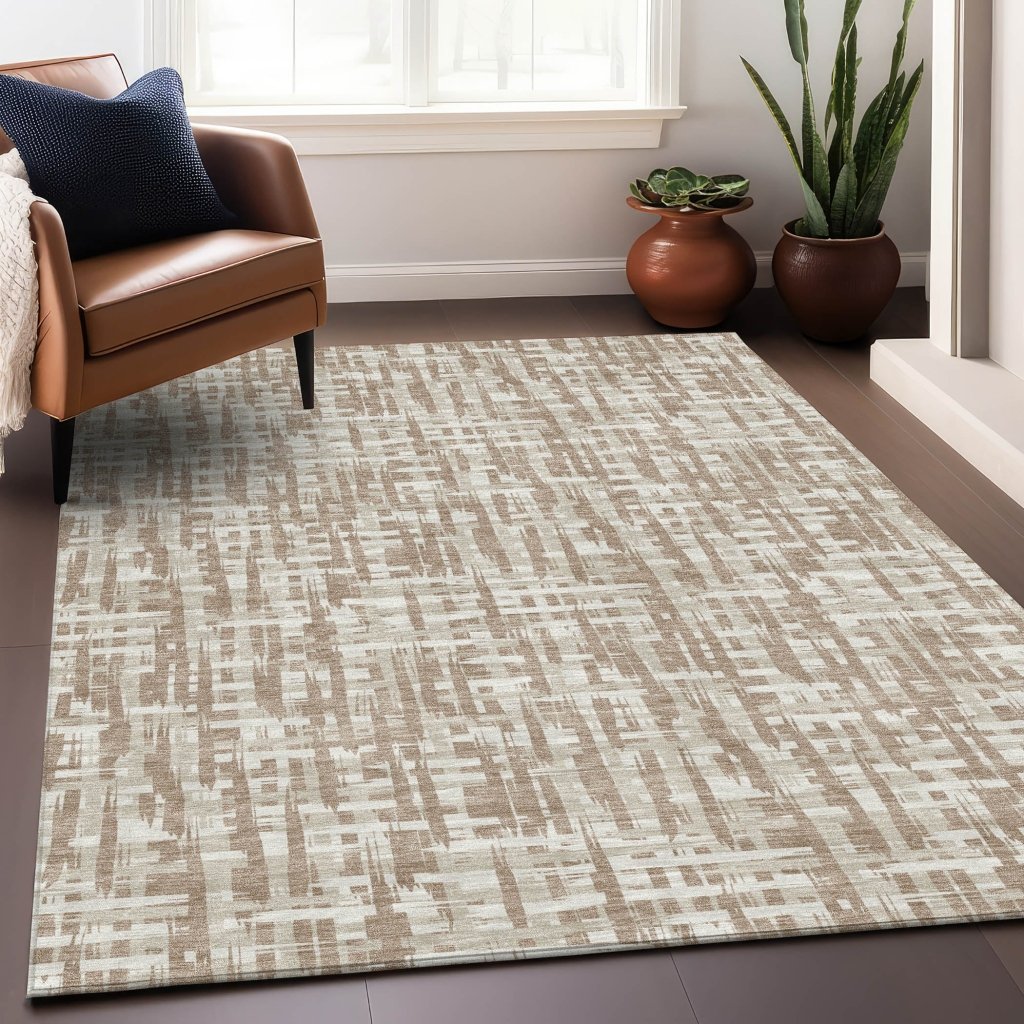 LOOMLAN Rugs Ayani Tan Washable Indoor-Outdoor Rug
