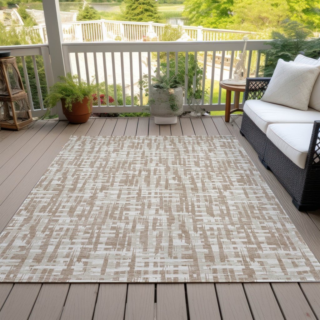 LOOMLAN Rugs Ayani Tan Washable Indoor-Outdoor Rug