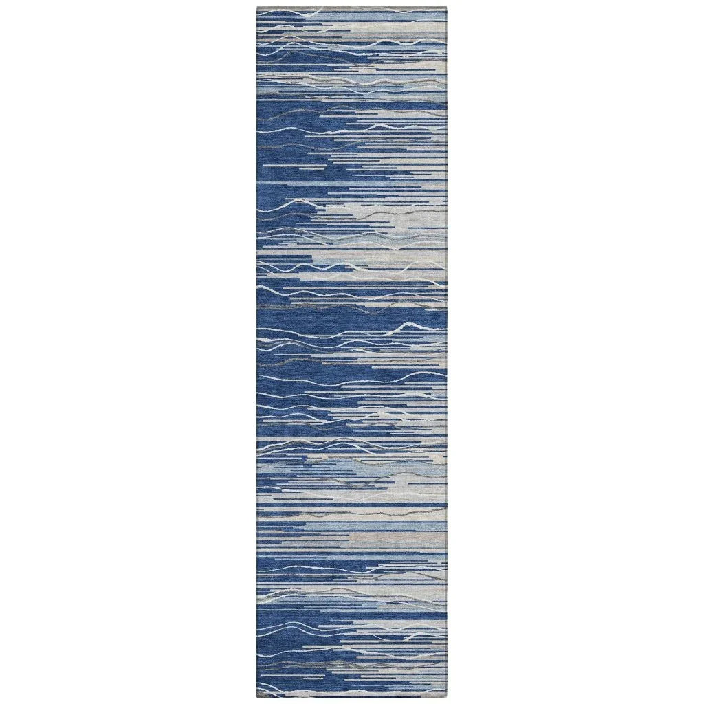 LOOMLAN Rugs Ayra Blue Washable Indoor-Outdoor Rug