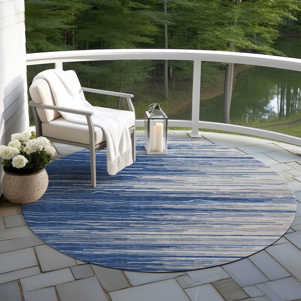 LOOMLAN Rugs Ayra Blue Washable Indoor-Outdoor Rug