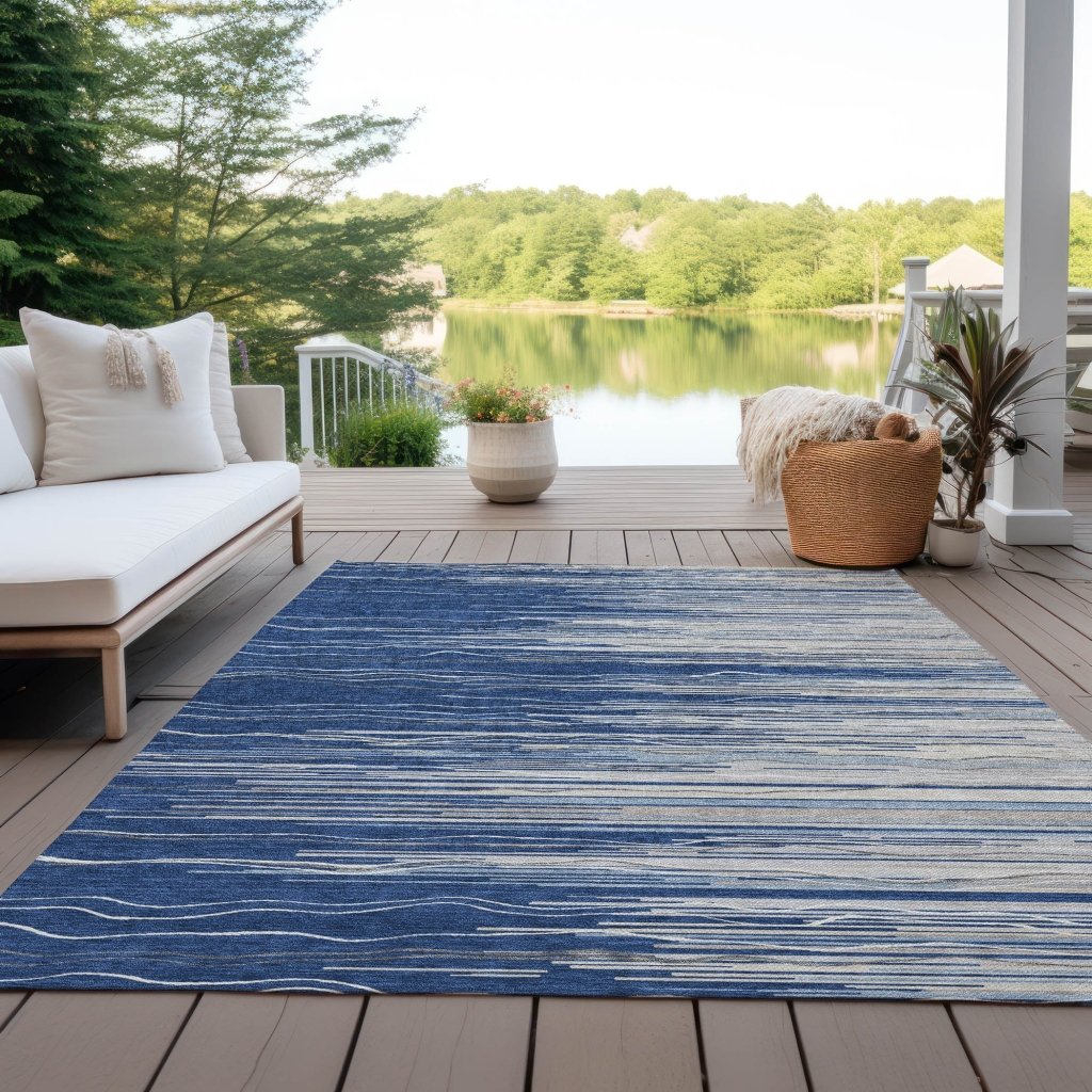 LOOMLAN Rugs Ayra Blue Washable Indoor-Outdoor Rug