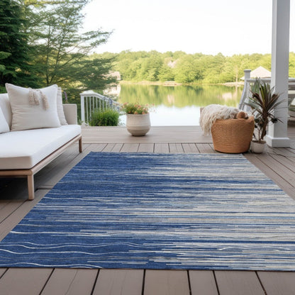 LOOMLAN Rugs Ayra Blue Washable Indoor-Outdoor Rug