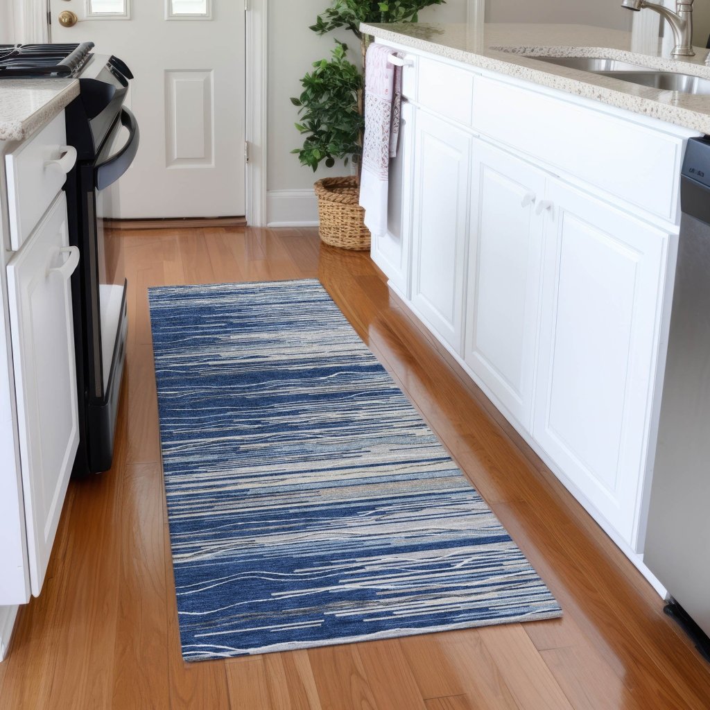 LOOMLAN Rugs Ayra Blue Washable Indoor-Outdoor Rug