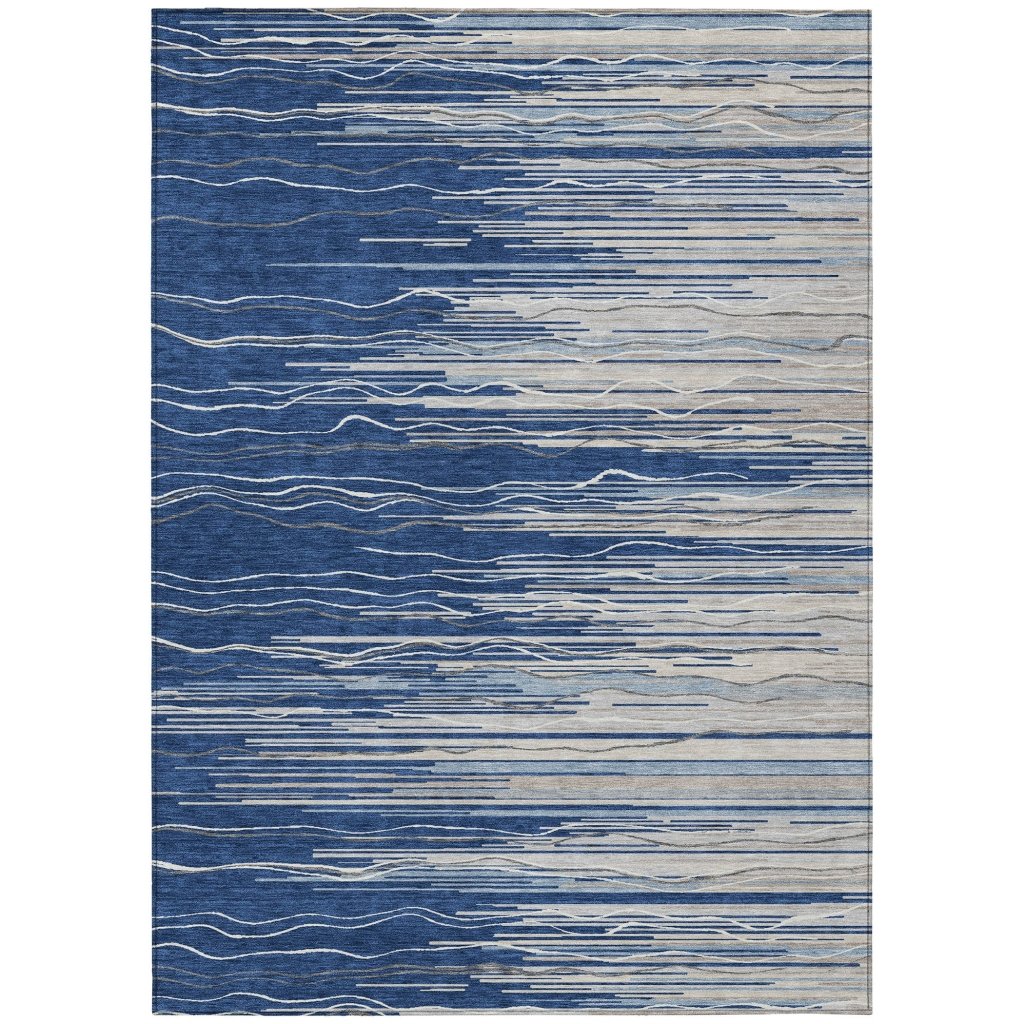 LOOMLAN Rugs Ayra Blue Washable Indoor-Outdoor Rug