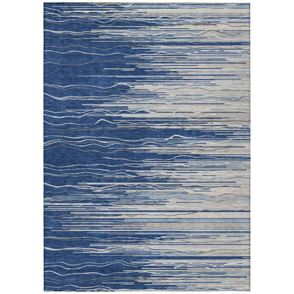 LOOMLAN Rugs Ayra Blue Washable Indoor-Outdoor Rug