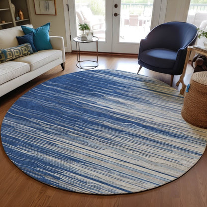 LOOMLAN Rugs Ayra Blue Washable Indoor-Outdoor Rug