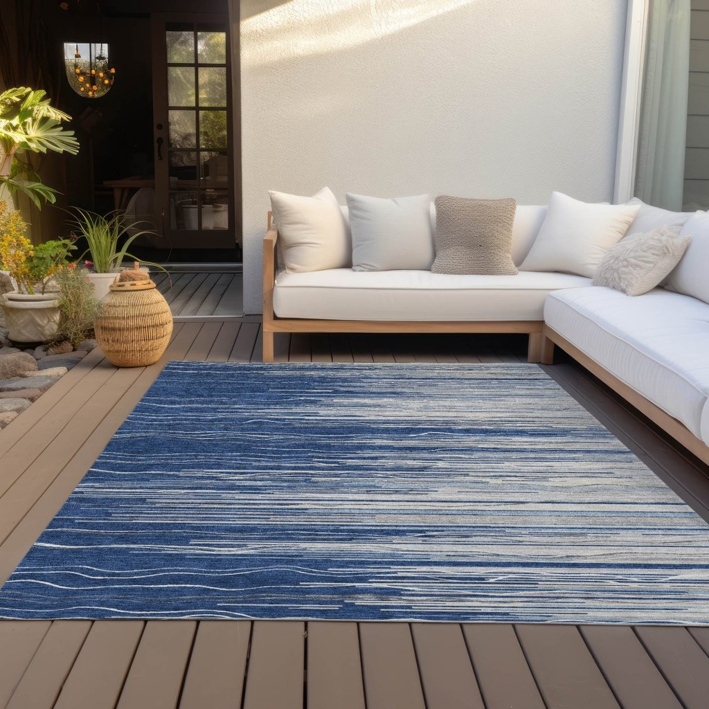 LOOMLAN Rugs Ayra Blue Washable Indoor-Outdoor Rug