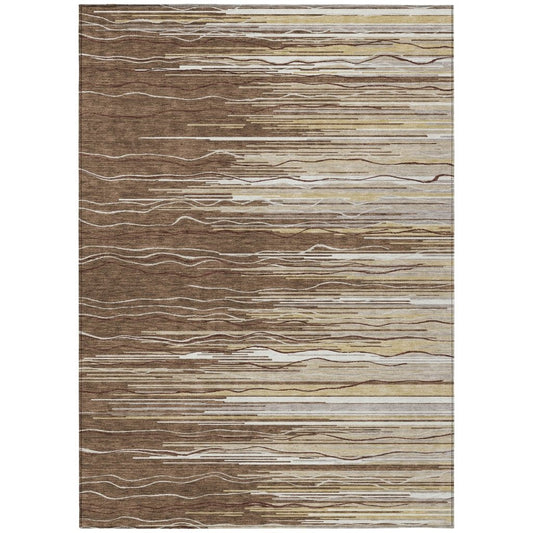 LOOMLAN Rugs Ayra Brown Washable Indoor-Outdoor Rug