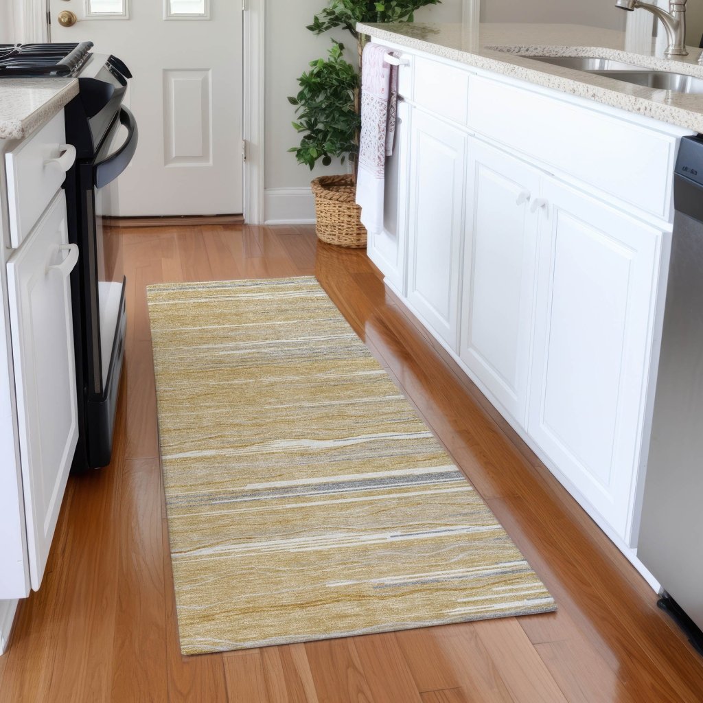 LOOMLAN Rugs Ayra Gold Washable Indoor-Outdoor Rug