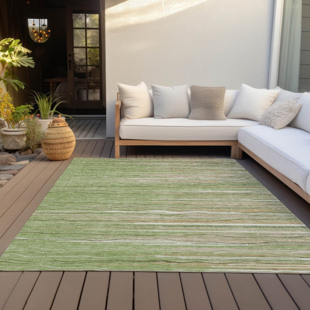LOOMLAN Rugs Ayra Green Washable Indoor-Outdoor Rug