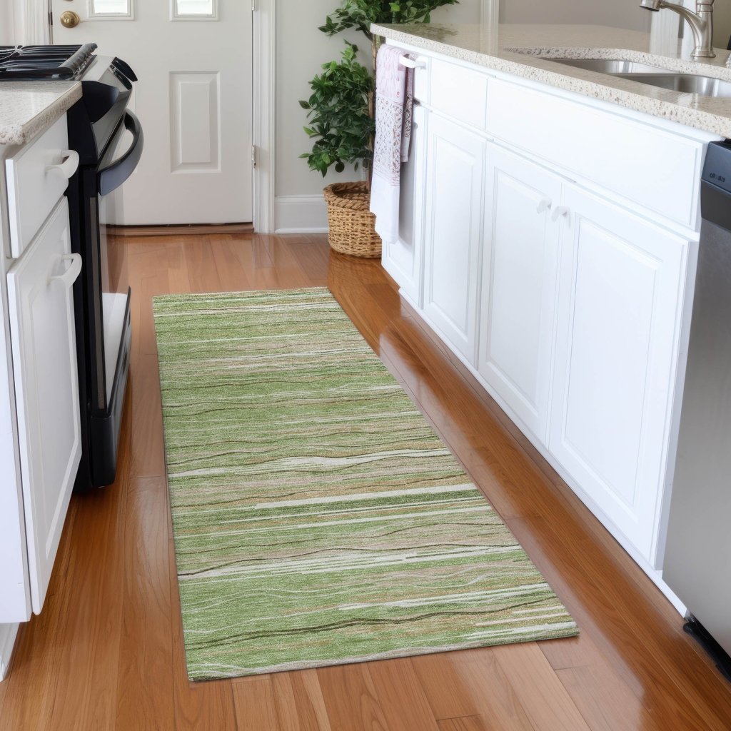 LOOMLAN Rugs Ayra Green Washable Indoor-Outdoor Rug