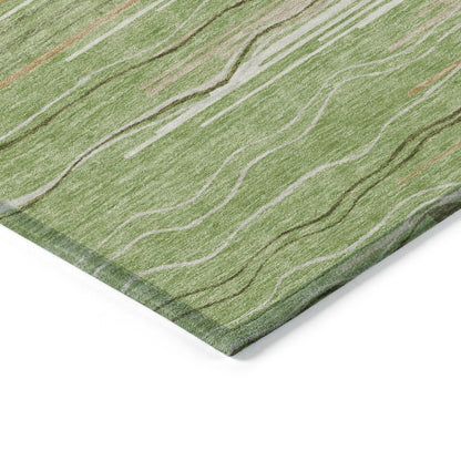 LOOMLAN Rugs Ayra Green Washable Indoor-Outdoor Rug