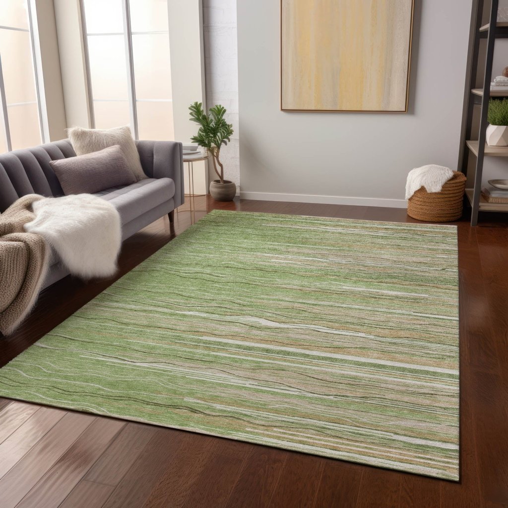 LOOMLAN Rugs Ayra Green Washable Indoor-Outdoor Rug