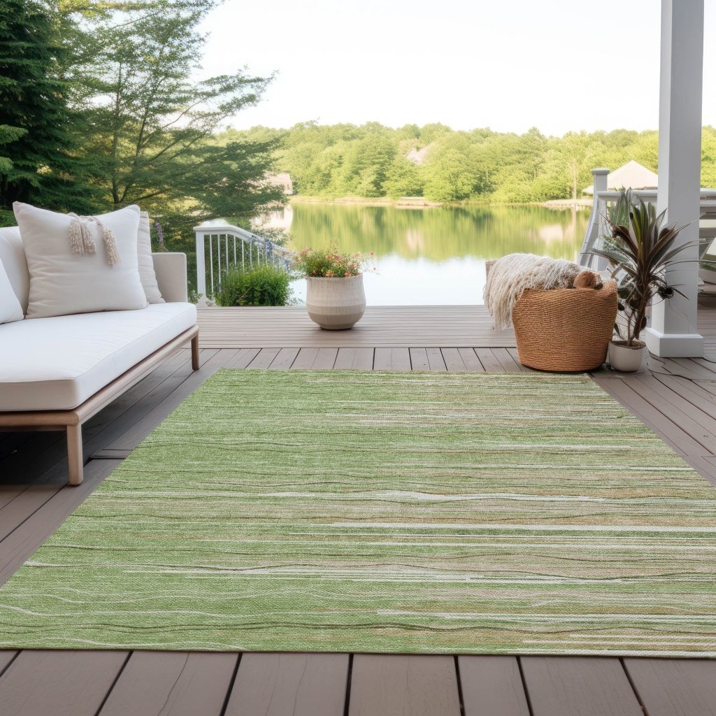 LOOMLAN Rugs Ayra Green Washable Indoor-Outdoor Rug