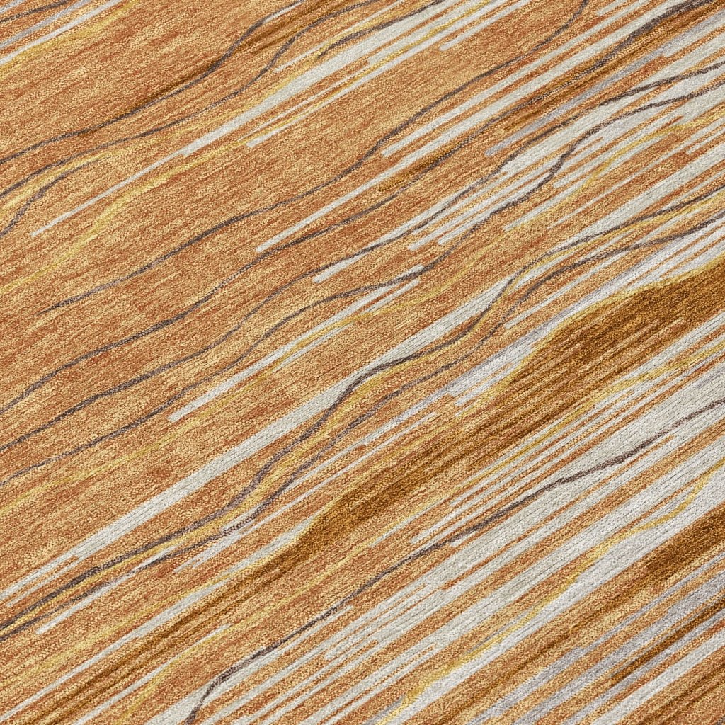 LOOMLAN Rugs Ayra Orange Washable Indoor-Outdoor Rug