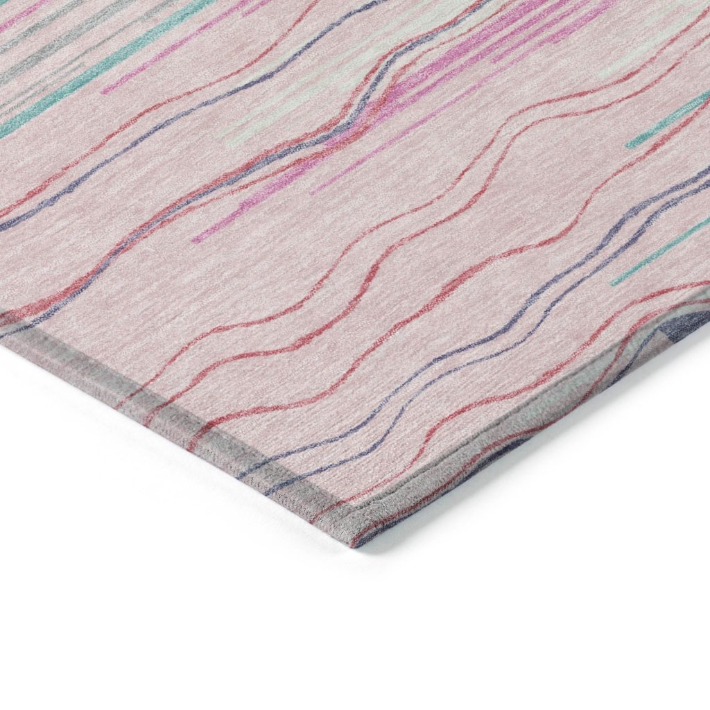 LOOMLAN Rugs Ayra Pink Washable Indoor-Outdoor Rug