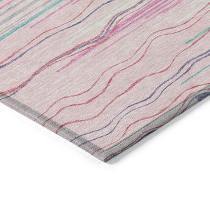 LOOMLAN Rugs Ayra Pink Washable Indoor-Outdoor Rug