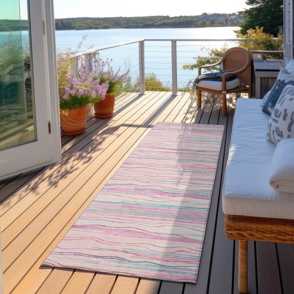 LOOMLAN Rugs Ayra Pink Washable Indoor-Outdoor Rug