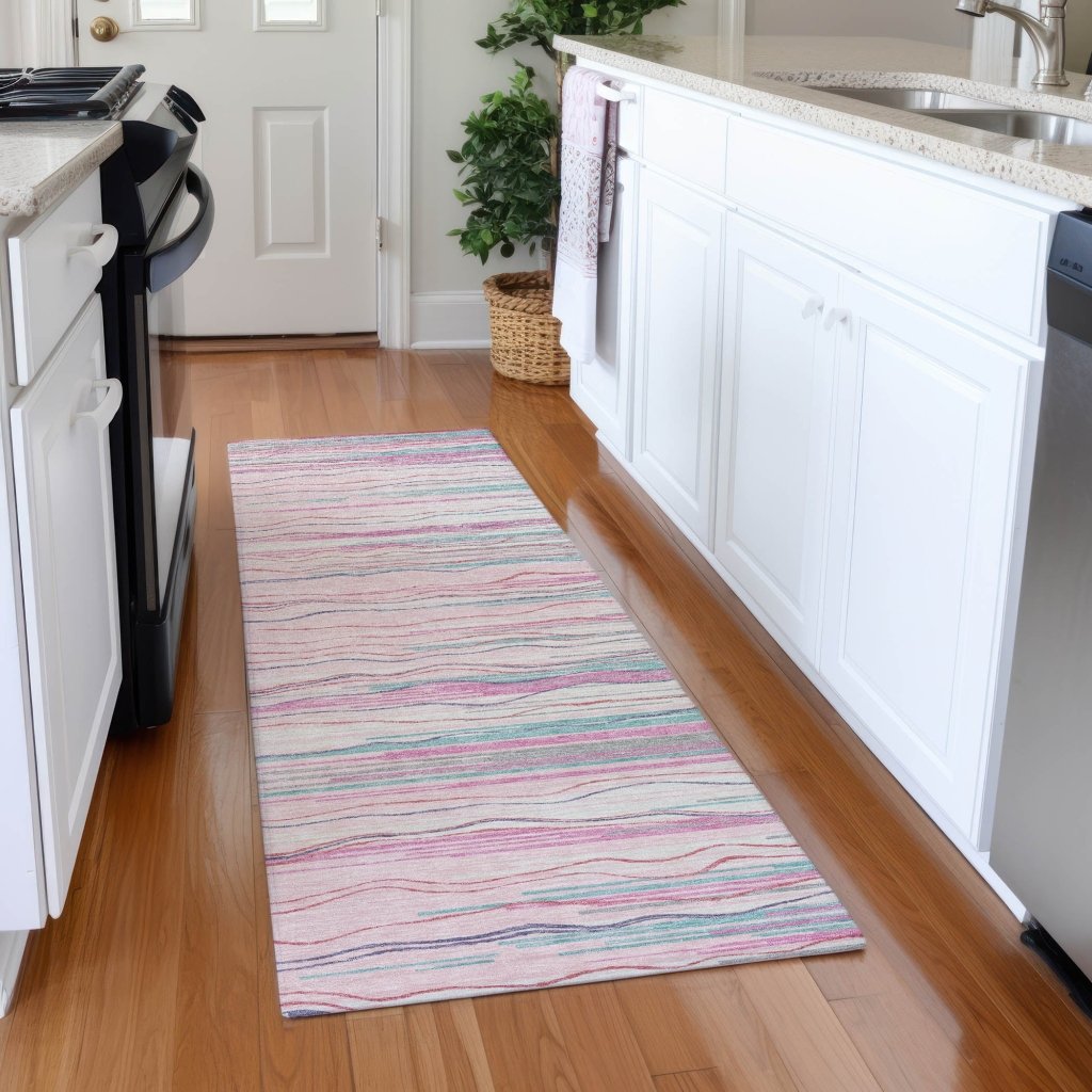 LOOMLAN Rugs Ayra Pink Washable Indoor-Outdoor Rug