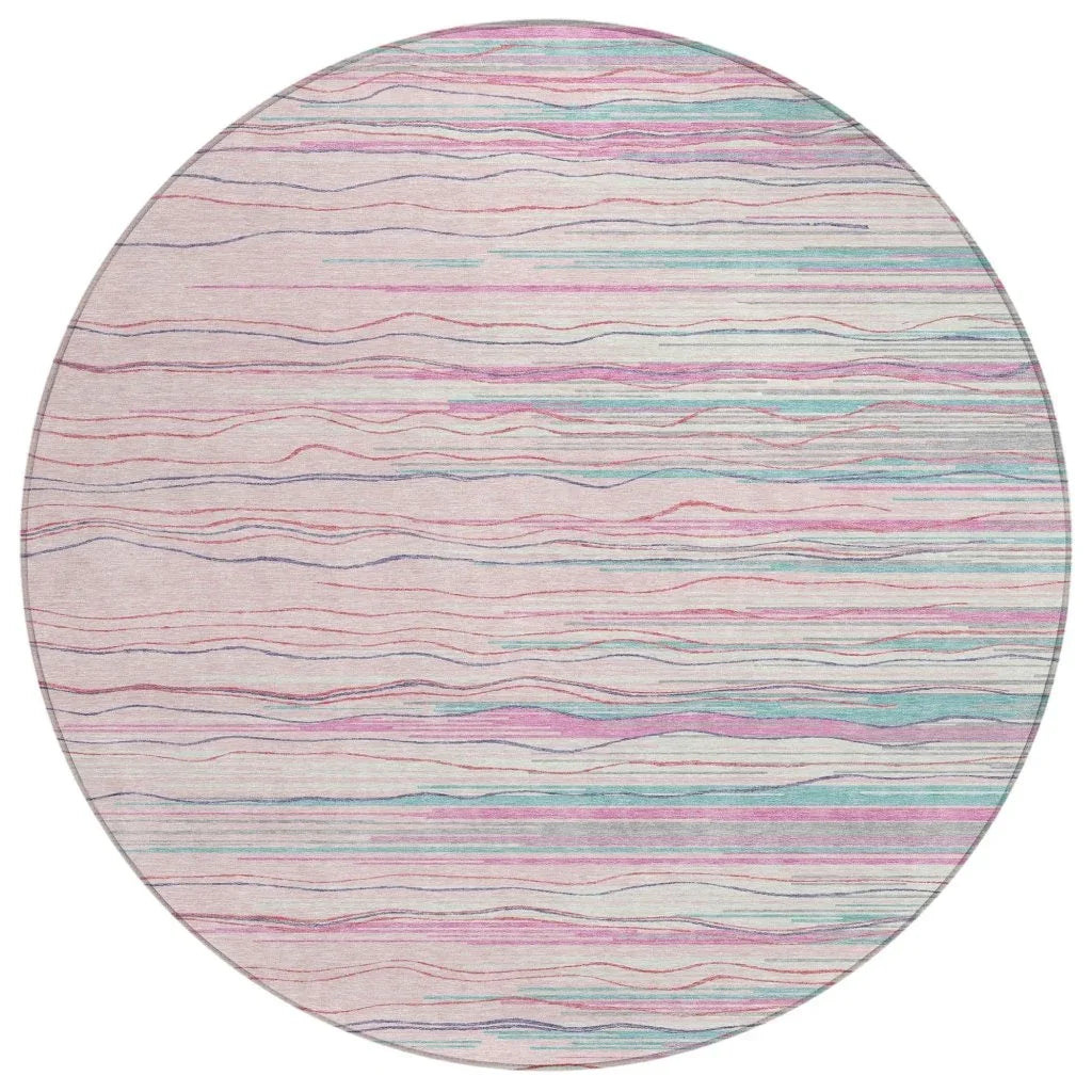 LOOMLAN Rugs Ayra Pink Washable Indoor-Outdoor Rug