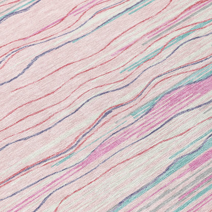 LOOMLAN Rugs Ayra Pink Washable Indoor-Outdoor Rug