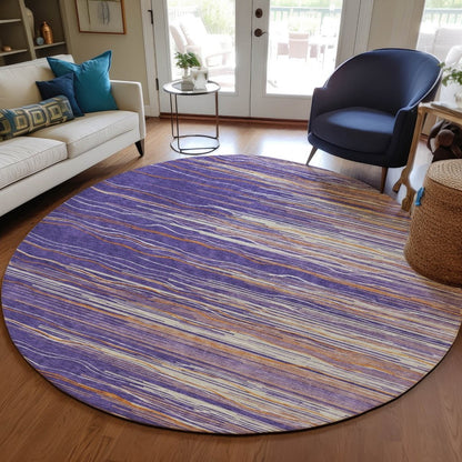 LOOMLAN Rugs Ayra Purple Washable Indoor-Outdoor Rug