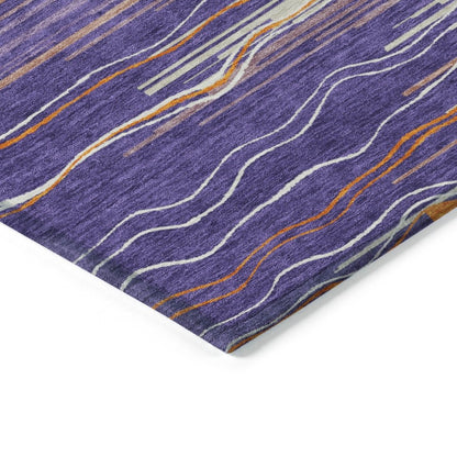 LOOMLAN Rugs Ayra Purple Washable Indoor-Outdoor Rug