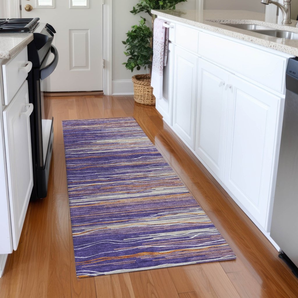 LOOMLAN Rugs Ayra Purple Washable Indoor-Outdoor Rug