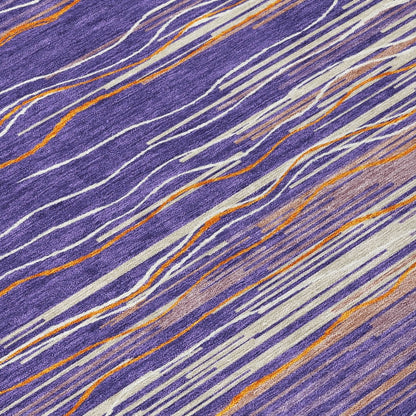 LOOMLAN Rugs Ayra Purple Washable Indoor-Outdoor Rug
