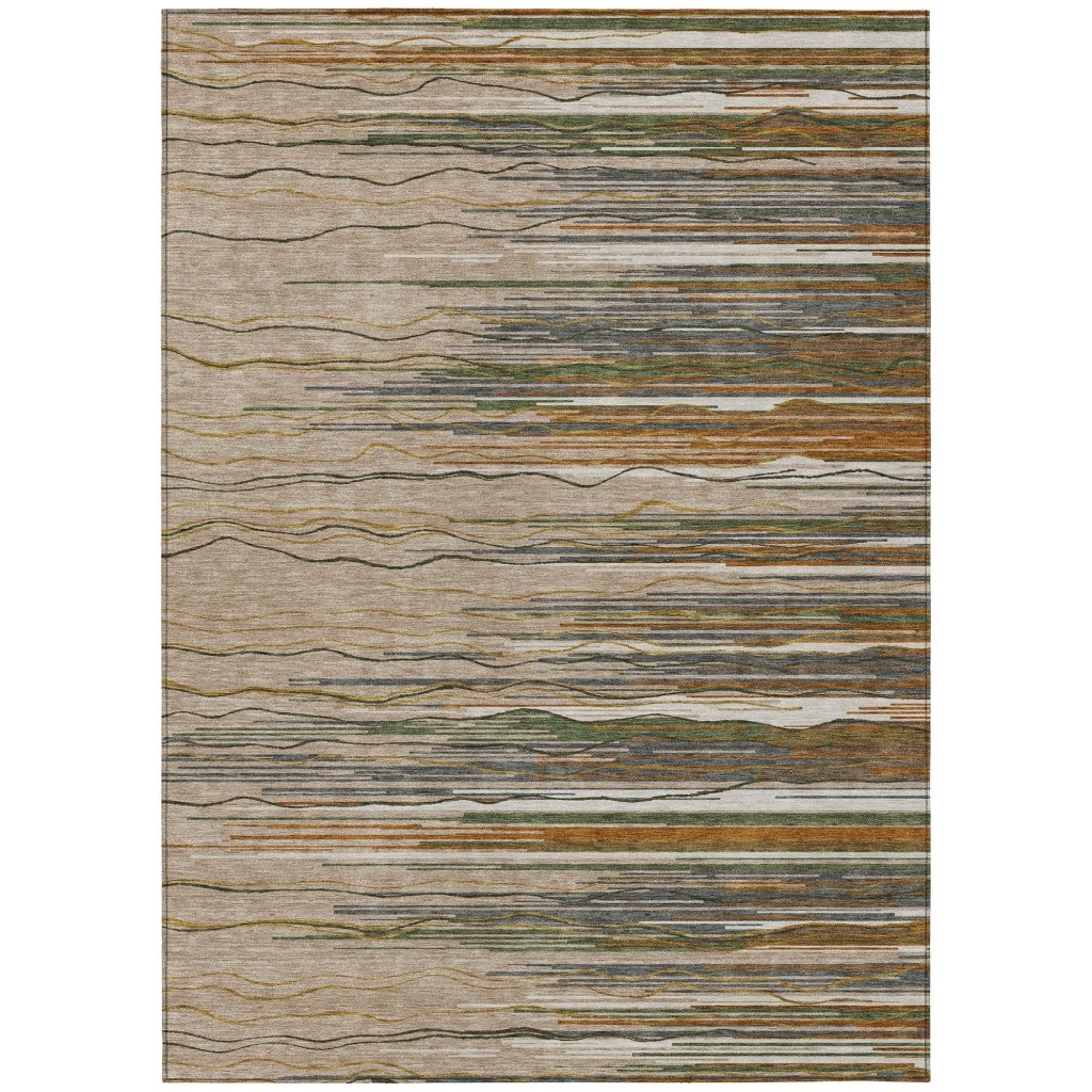 LOOMLAN Rugs Ayra Taupe Washable Indoor-Outdoor Rug
