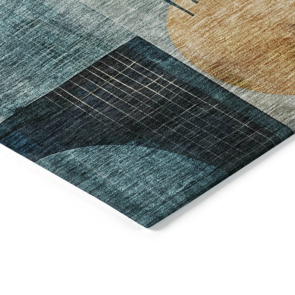 LOOMLAN Rugs Aza Teal Washable Indoor-Outdoor Rug