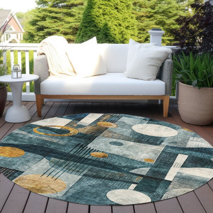 LOOMLAN Rugs Aza Teal Washable Indoor-Outdoor Rug